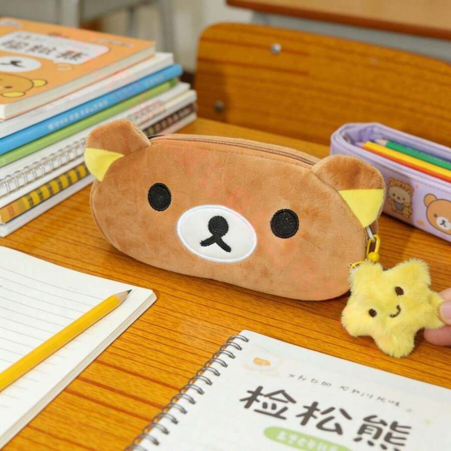 San-X Rilakkuma Japanese Style Cute Relaxed Bear Cartoon Pencil Case, Highly Attractive Large Capacity Storage Bag For Students - Multicolor - View 1