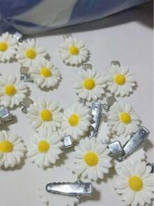 10/20/30pcs/Set Jepit Rambut Daisy Putih untuk Anak Perempuan, Jepit Rambut Poni, Aksesori Rambut Bunga Manis untuk Anak Perempuan - MultiWarna - View 7