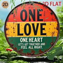 2D Flat - 2D Flat Round Rusty Metal Sign, Vintage Reggae Theme Wall Art With Inspirational Quote, Suitable For Home Bar Or Leisure Area - A - View 3