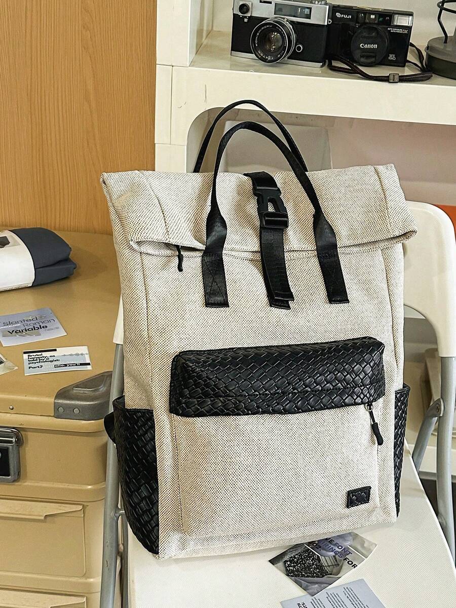 Solid Color Women's Functional Backpack Suitable For Daily Commute And Travel, Solid Color Women's Minimalist Daily Functional Backpack, Solid Color Women's Functional Backpack, Women's Minimalist Sporty Black Backpack - Black - View 1