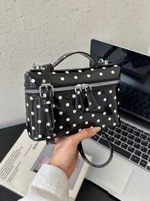 Dedoo Solid Color Litchi Texture PU Square Women's Crossbody Bag Small Wallet Daily Fashion Accessory - Black - View 4