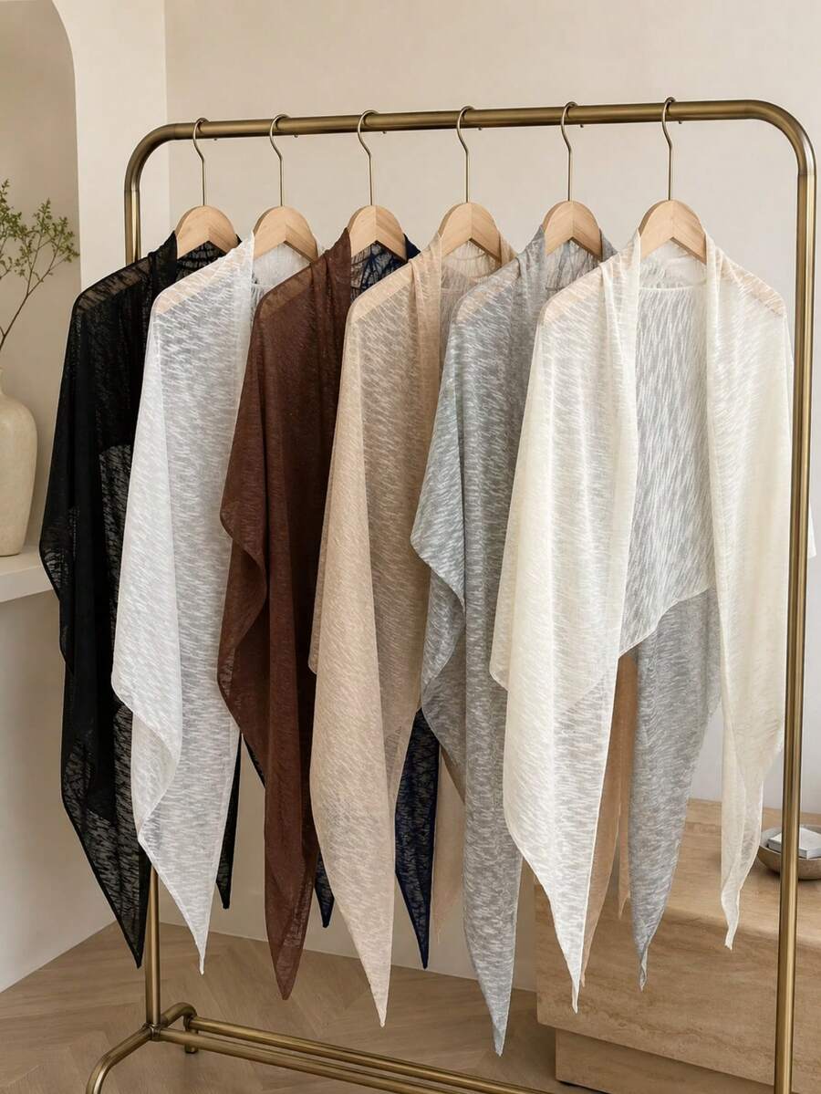 1 buah Syal Wanita Segitiga Warna Polos, Lembut dan Bernapas, Longgar, Pelindung Matahari, Gaya Elegan, Handuk Pantai, Cocok untuk Ruangan Ber-AC, Perjalanan, Pantai, Musim Semi, Musim Panas, Musim Gugur - MultiWarna - View 1
