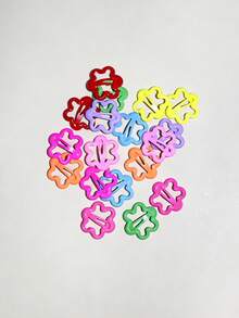 90pcs Random Color & Style Sweet Minimalist Five-Pointed Star Hair Clips, Candy Color Star BB Clips, Mini Flower Claw Clips, Versatile Girls Hair Accessories, Suitable For Daily Wear, Performance, Photography Styling - Multicolor - View 7