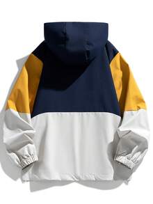 Women's Spring/Autumn Outdoor Casual Colorblock Patchwork Zip-Up Hooded Jacket - Yellow - View 3