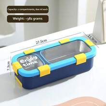 Kotak Bekal Bento Minimalis dari Baja Tahan Karat 304 dengan Kompartemen, Garpu dan Sendok, Kotak Makan Siang untuk Microwave - MultiWarna - View 14