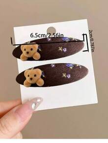 2pcs Animal Casual Polyester Hair Clips, All Seasons - Multicolor - View 5
