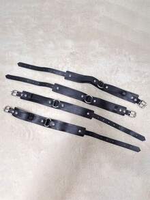 1/2/4pcs Adjustable PU Leather Fashion Arm Band For Men, Gothic Style Arm Cuff Armband, Valentine's Day Gift, For Daily And Festival Party Use - Black - View 7