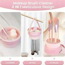 1 buah Mangkuk Pembersih Kuas Makeup Silikon, Alat Pembersih Puff dan Spons Makeup, Rak Pengeringan dan Penyimpanan, Keranjang Kawat Logam, Alat Pembersih Spons Makeup - Keranjang pengering - View 4