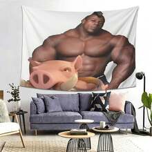 Hog Rider Bedroom Decor Tapestry, Suitable For Bedroom, Living Room, Birthday Party Decoration, Easy To Hang Home Decor Poster, Fun Design, Soft Texture, Interior Design Enthusiasts - White - View 3
