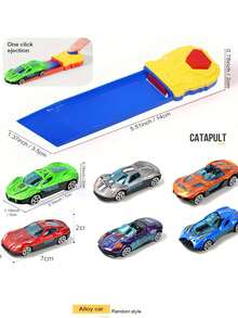 Inertia Glide Alloy Car Dynamic Ejection Launcher Shooting Racing Car Die-Cast Alloy Race Car Toy For Boys And Girls 3-10 Years Old Thanksgiving Christmas Stocking Stuffer Gift (Some Colors And Accessories Sent Randomly) - Multicolor - View 5