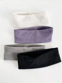 1/3/4pcs Solid Color Sports Headbands, Daily Casual Home Use Summer Hair Accessories - Multicolor - View 7