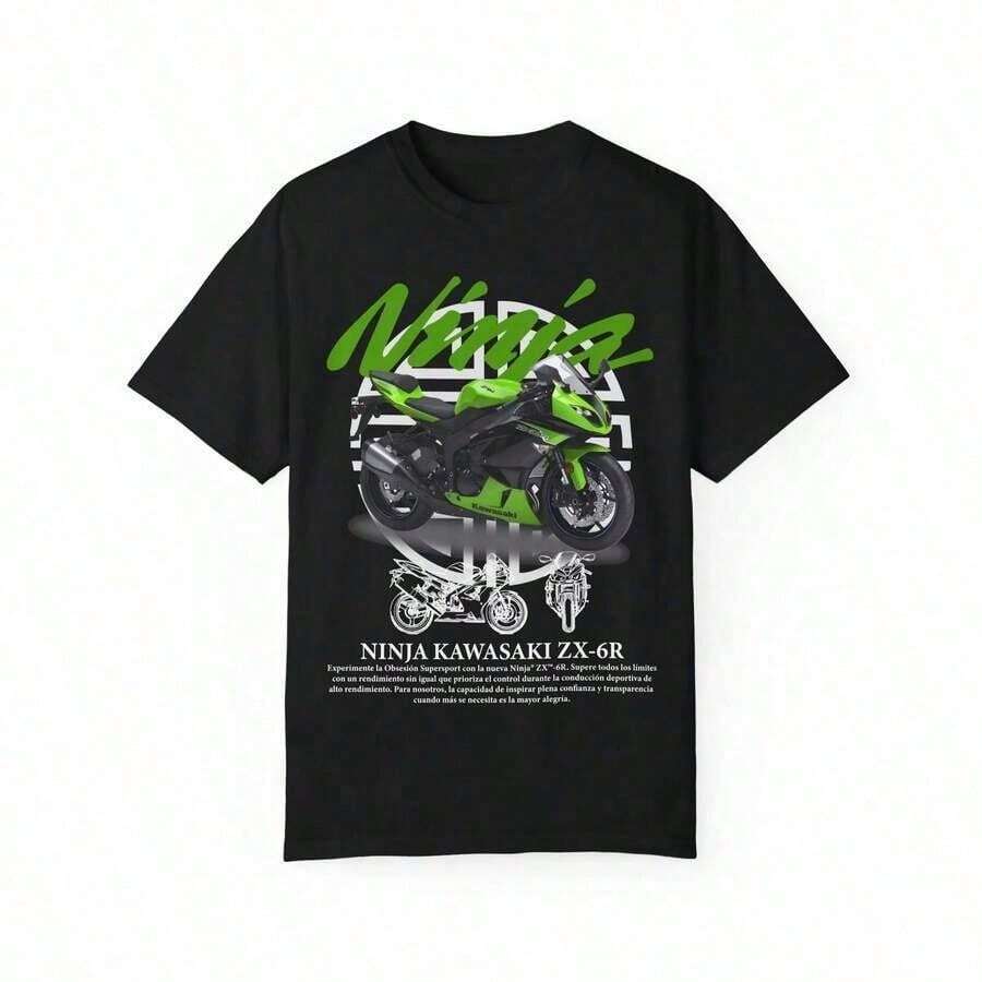 Men's Short-Sleeved Printed T-Shirts, Men's Plus-Size Cotton Clothing, Kawasaki K Logo T-Shirts, Men's Motorcycle Print T-Shirts - 粉色 - 查看 1