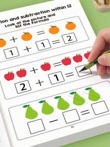 MINKOJA 1pc Number Coloring Practice Book, Suitable For Preschoolers' Logical Thinking Training, Suitable For 3-6 Years Old Children, Preschool Preparation Material, Fun Math Practice Book, Suitable As Holiday Gift, Classroom Learning Tool, School Supplies, Back To School Supplies, Toys - Multicolor - View 4