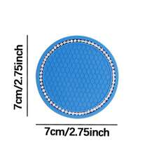 2pcs Car Accessories Silicone Rhinestone Round Fashion Cup Coasters, Car Cup Holder Insert Silicone Non-Slip Beverage Cup Coasters, Universal Vehicle Interior Accessories, Bling Crystal Rhinestone Car Silicone Interior Accessories - 2pc Multi-color Silver Chain Coasters - View 2
