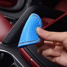 2pcs Car Accessories Silicone Rhinestone Round Fashion Cup Coasters, Car Cup Holder Insert Silicone Non-Slip Beverage Cup Coasters, Universal Vehicle Interior Accessories, Bling Crystal Rhinestone Car Silicone Interior Accessories - 2pc Multi-color Silver Chain Coasters - View 6