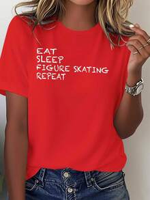 Women's Pure And Comfortable T-Shirt For Figure Skating - [Red] - View 1
