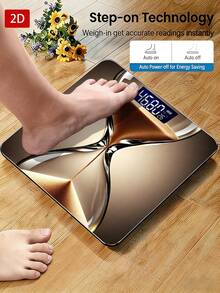 Báscula electrónica compacta y duradera de precisión 2D para el hogar, báscula corporal para pérdida de peso, pantalla LED de alta definición, capacidad máxima hasta 396.83 lbs, vuelta al colegio - A - Ver 2