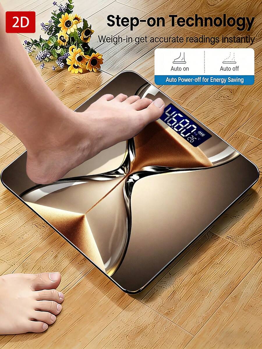 Báscula electrónica compacta y duradera de precisión 2D para el hogar, báscula corporal para pérdida de peso, pantalla LED de alta definición, capacidad máxima hasta 396.83 lbs, vuelta al colegio