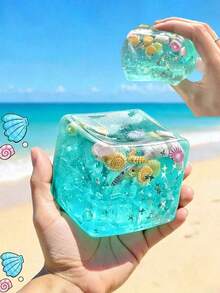 Ocean Theme Ice Cube Squeeze Toy | Super Durable Sensory Stress Relief And Finger Toy | Soft Slow Rebound Ice Cube Squeeze Toy Suitable For Summer Swimming, Relaxation And Anxiety Relief | Sensory Toy Suitable For Adults And Children, Shiny Squeeze Toy, Squishy, Squishies, Squishy Toys, Squishy Stress Toy, Squishes - Multicolor - View 2