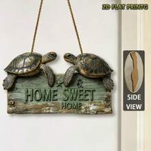 2D Flat 1pc Wooden Turtle Sign, Vintage Fresh Wall Decor, Valentine's Day Gift, Kitchen Bedroom Hanging Or Standing, Moisture-Proof And Durable - Olive Green - View 9