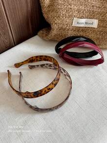 1 pieza Diadema de mujer con estampado de leopardo de acetato, diadema acolchada antideslizante, diadema plegable para lavarse la cara y viajes, accesorios para el cabello de uso diario y al aire libre. - Multicolor - Ver 8