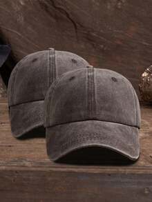Men's Solid Baseball Cap, Casual - Coffee Color + Coffee Color - View 1