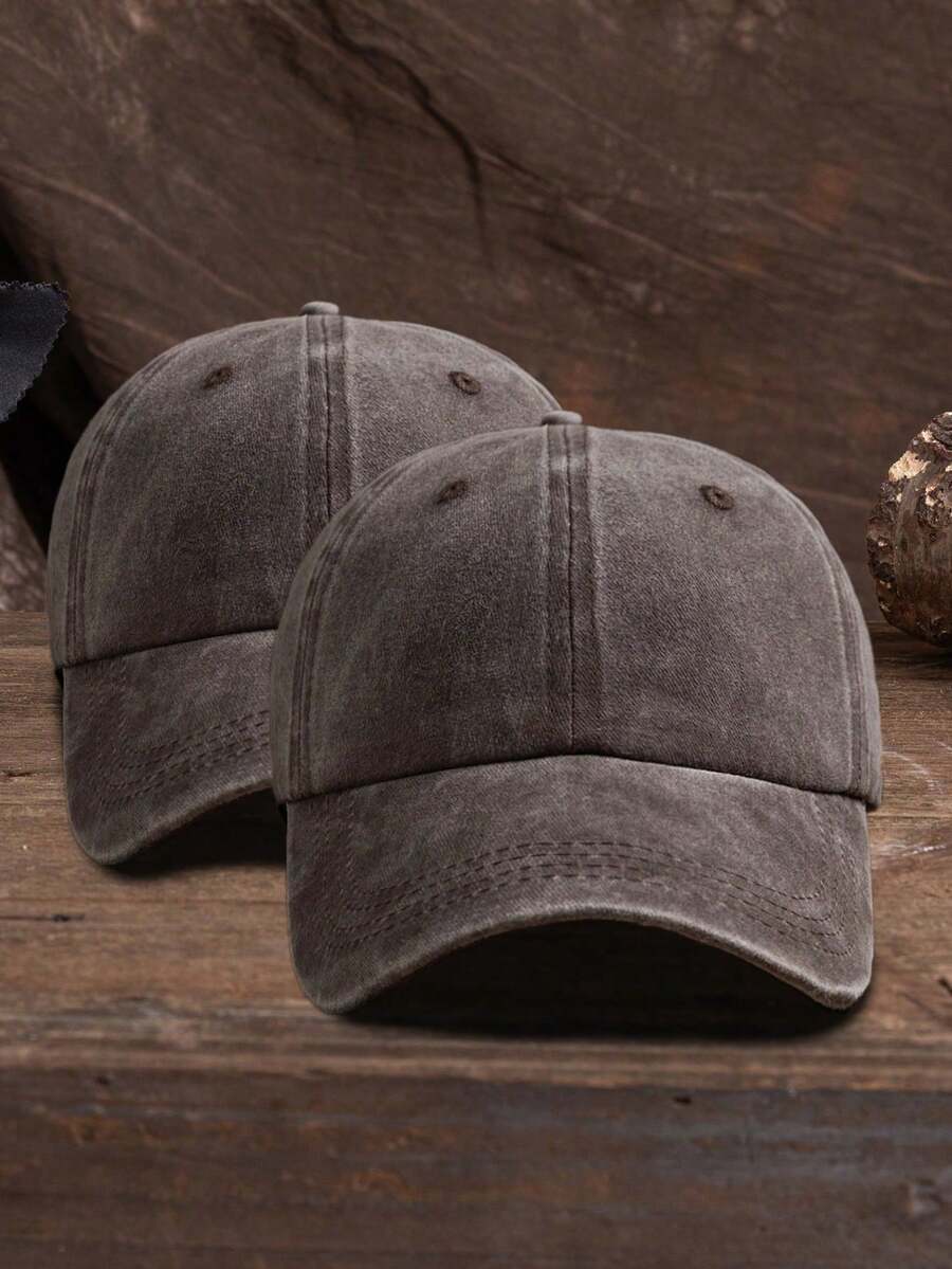 Men's Solid Baseball Cap, Casual - Coffee Color + Coffee Color - View 1