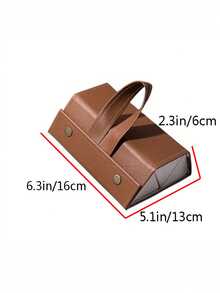 1PC Foldable 3 Slot Travel Glasses Case, PU Leather  Organizer, Hanging Eyewear Holder, Portable Protective Bag For Travel Outdoor Dorm - Brown - View 5
