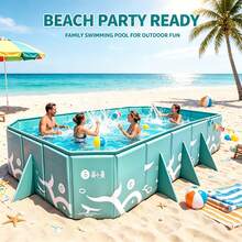 Foldable Non-Inflatable Family Swimming Pool, Large Portable Collapsible Kiddie Pool With Support Bracket, Thick Wear-Resistant PVC Water Play Pool For Kids Adults Backyard Garden Patio Summer Water Part - C - View 3