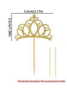 24/12/1 Peça Toppers de Cupcake com Coroa Dourada Brilhante, Decoração de Bolo com Coroa de Princesa, Adequado para Aniversário, Casamento, Aniversário, Chá de Bebê, Chá de Noiva, Festa de Feriado, Decoração de Mesa de Sobremesa de Cozinha Doméstica - Inserção de bolo em formato de coroa - Visão 3