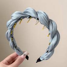 Women's Elegant Solid Color Satin Cross Mesh Toothed Comb Headband, Fluffy High Crown Hair Clip Daily Wear Anti-Slip Headband Hair Accessory, Face Washing Makeup Hair Pressing Headpiece, Suitable For Daily Wear, Gift For Women - Multicolor - View 10