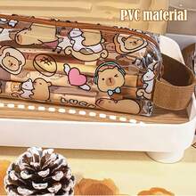 1/3pcs Capybara Transparent Pencil Case, Cartoon Highly Attractive Pencil Case, Transparent Dirt-Resistant Waterproof Printed Large Capacity Pencil Case, Student Stationery Storage - A - View 5