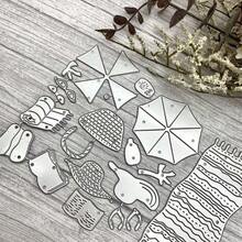 1 Set DIY Summer Beach Theme Metal Cutting Dies, Suitable For Paper Card Embossing And Cutting Design, Handmade Greeting Card Making Dies - Silver - View 9