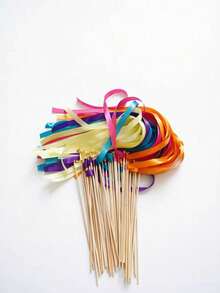 20pcs Vibrant Colorful Double Layer Ribbon Fairy Wands With Bells, Durable No Feathers No Power Required, Birthday Celebration Party Decorations - Color - View 6