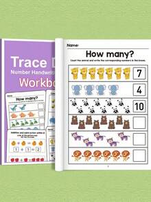 MINKOJA 1pc Number Coloring Practice Book, Suitable For Preschoolers' Logical Thinking Training, Suitable For 3-6 Years Old Children, Preschool Preparation Material, Fun Math Practice Book, Suitable As Holiday Gift, Classroom Learning Tool, School Supplies, Back To School Supplies, Toys - Multicolor - View 9