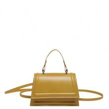 Women's Mini Small Solid Color Ruffle Flap Crossbody Handbag - Yellow - View 11