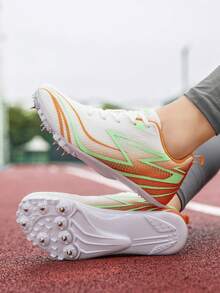 High Elasticity Cushioned Professional Track And Field Athletic Shoes, Wear-Resistant, Snug Fit, For Sprinting, Hurdling, Daily Training - 2688 White Orange - View 9