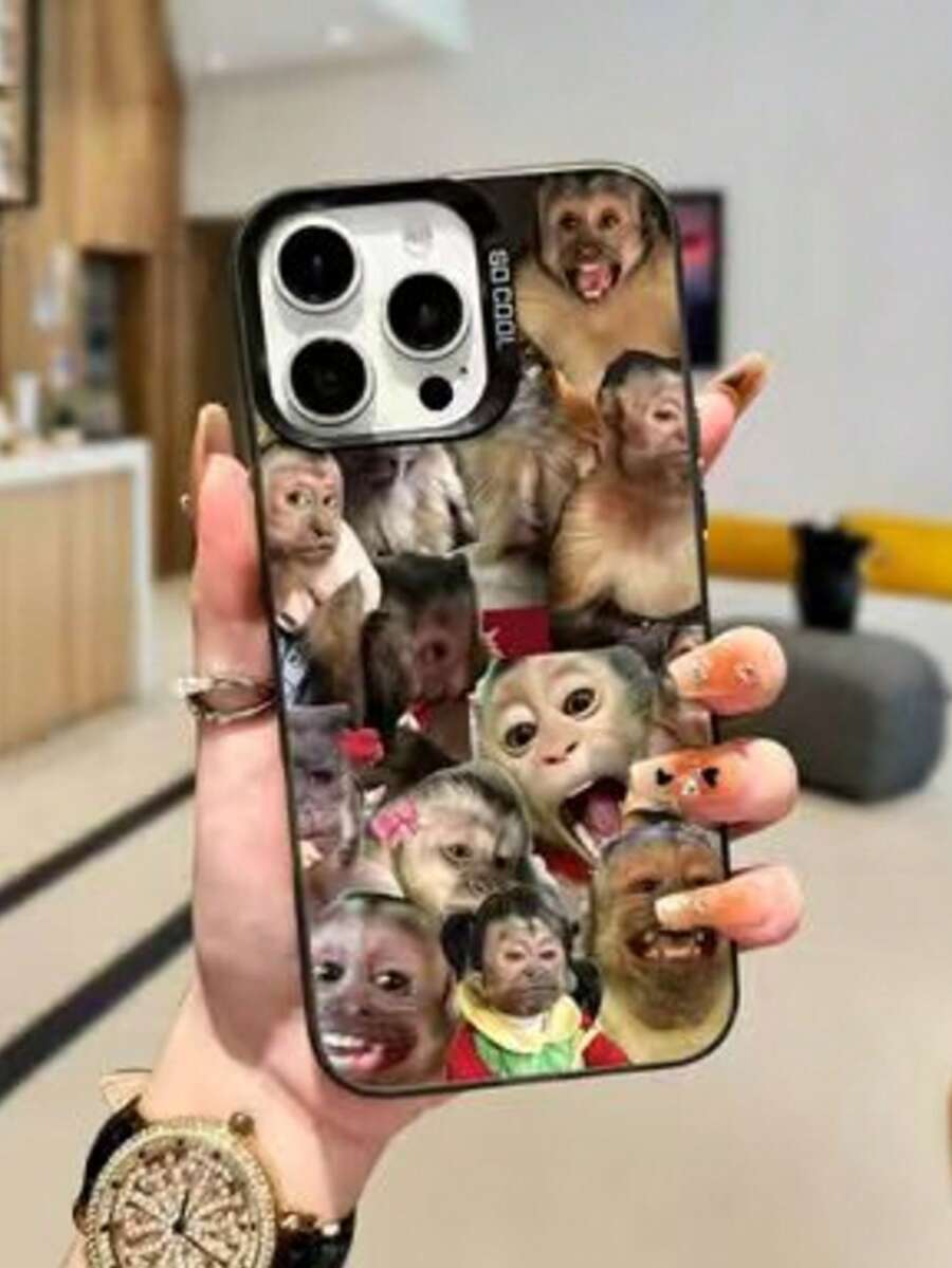 Funny Monkey Pattern Design Fashionable Phone Case, Great Gift For Friends - Light Grey - View 1