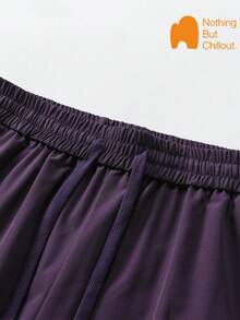NBCT Black Multi-Pocket Functional Cargo Pants With Large Pockets, Drawstring Waist And Cuffs, Versatile Outdoor Hiking Camping Climbing Long Pants For Women - Purple - View 5