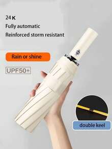Extra Large Windproof Automatic Umbrella - Portable Waterproof Folding Business Umbrella, Dual-Use For Sun And Rain - Ideal For Outdoor Activities And Daily Use (Can Customize Umbrella Fabric, Umbrella Ribs Color, English Letter Pattern Design, Button Shape And Color) - Multicolor - View 11