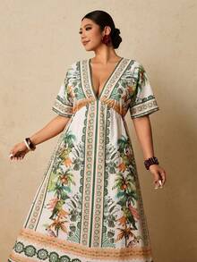 ado floral para mujer de talla grande.Vestidos de verano para mujer, vestidos envolventes, vestidos de resort, vestidos de verano para mujer de talla grande, vestidos de primavera para mujer - Multicolor 2 - Ver 1