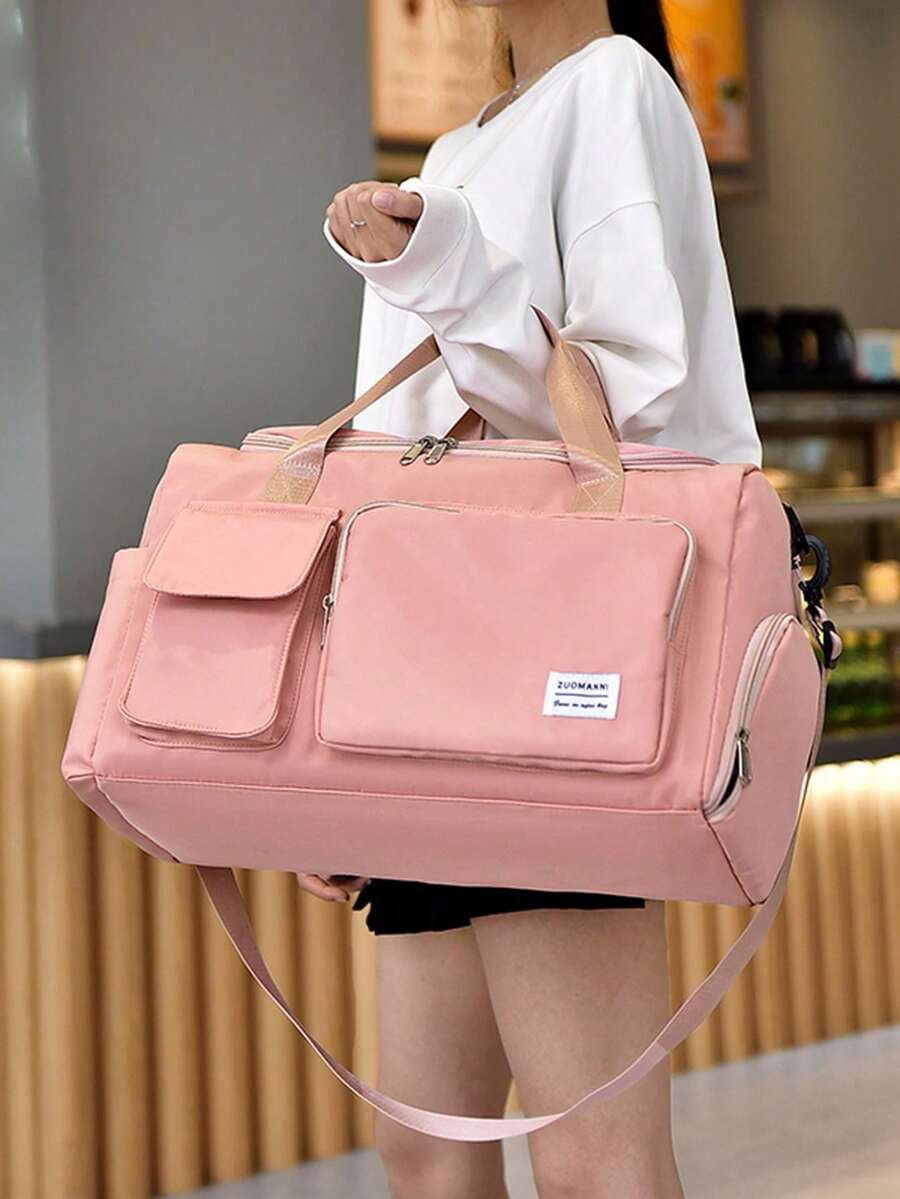 Bolso de tela plegable de nailon resistente con compartimento separado para zapatos, adecuado para guardar ropa deportiva, equipo de yoga, artículos de viaje, útiles escolares