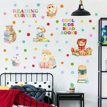 1/2 Sheets Kids Reading Corner Wall Decals, Self - Adhesive Cartoon Animal Book - Themed Stickers (Fox/Lion/Bear/Deer/Rabbit) For Children's Bedroom, Classroom, Living Room Decor​ - Multicolor - View 6