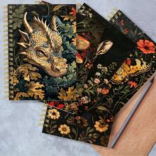 5本A5筆記本套裝，深色優雅風格，魔幻主題交織植物與動物，精緻螺旋雙線圈翻頁自由書寫，大學線條厚紙雙線圈裝訂日記本，適合禮品或個人使用，書寫筆記本、辦公筆記本、日常記錄、生日禮物、節日禮物、開學筆記本 - 彩色的 - 查看 6