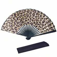 Eleganter Faltfächer mit Leopardenmuster, schwarzem Rahmendesign - Prinzessinnen-Themenstil, leicht und tragbar, geeignet für den Handgebrauch von Frauen. Prinzessinnen-Themenfächer, leichter tragbarer Fächer, Frühling/Sommer-Essential, Brautjungferngeschenk-Empfehlung, Raum-/Schlafzimmerdekoration, Strand-/Reiseaccessoire, Unisex, Urlaubsbegleiter, süßes Accessoire, Muttertagsgeschenk, Schlafzimmerdekoration, Gartendekoration, Küchendekoration, Sommer-Essential, Strand-Essential - B - Übersicht 3
