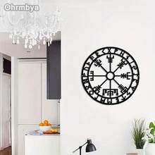 OHRMBYA Arte de Pared Brújula Vikinga - Decoración de Metal Estilo Bohemio, Diseño Intrincado de Runas Nórdicas, Duradero y Resistente a la Intemperie, Adecuado para Uso en el Hogar y la Oficina, Interior y Exterior, Decoración de Pared de Metal - A - Ver 1