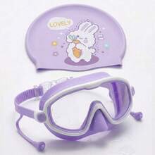 Children's Swimming Goggles Set (Includes Cap), Cute Cartoon Mermaid, Dinosaur, Rabbit, Astronaut Patterns, Silicone Material Gog, First Day Of School - 彩色 - 查看 8