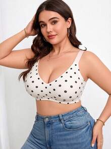 Women's Plus Size White Leopard Print Lingerie, Skin-Friendly Push-Up Bra, Romantic French Casual Comfortable Minimalist Mature Charm Wireless Bra, Women's Comfortable Versatile Base Layer French Style Lingerie - White - View 3