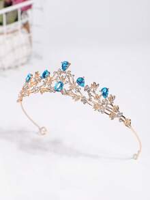 A Stylish And Exquisite Alloy Crown Suitable For Women's Wedding Party Hair Accessories - Baby Blue - View 3