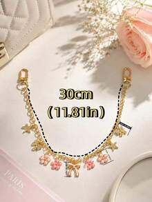 1pc Luxury Handmade Full Rhinestone Chain - Inlaid With Sparkling Rhinestones, Decorated With Bow, Star And Heart Patterns. Can Be Used As Bag Chain, Pendant, Wallet Charm, Decorative Chain Or Keychain Multi-Purpose Accessory. An Elegant Gift For Women, Adding Charm To Bar, Nightclub, Travel, Party Or Daily Casual Wear. - Multicolor - View 7